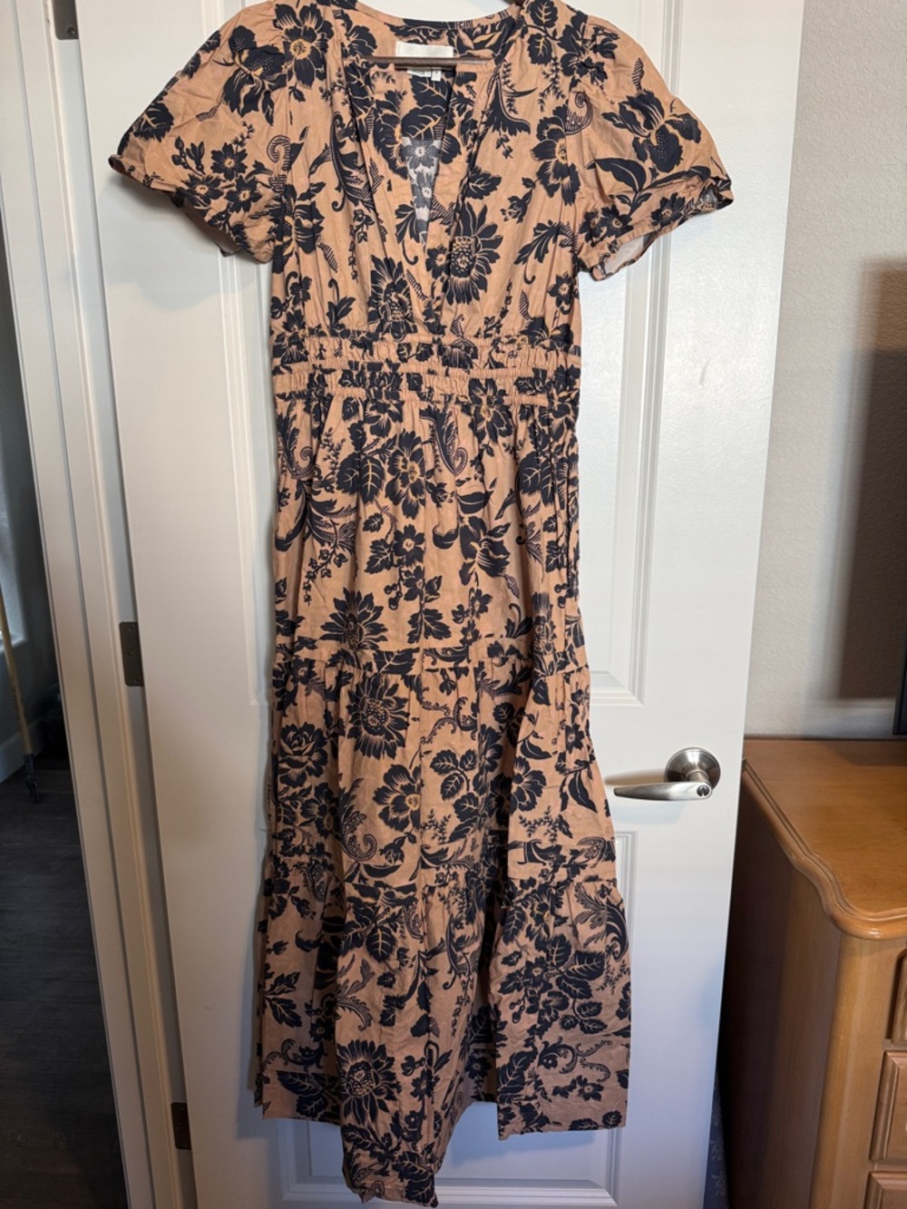 Anthropologie Somerset Maxi Dress with Black Tan Floral Print Medium - Picture 1 of 2